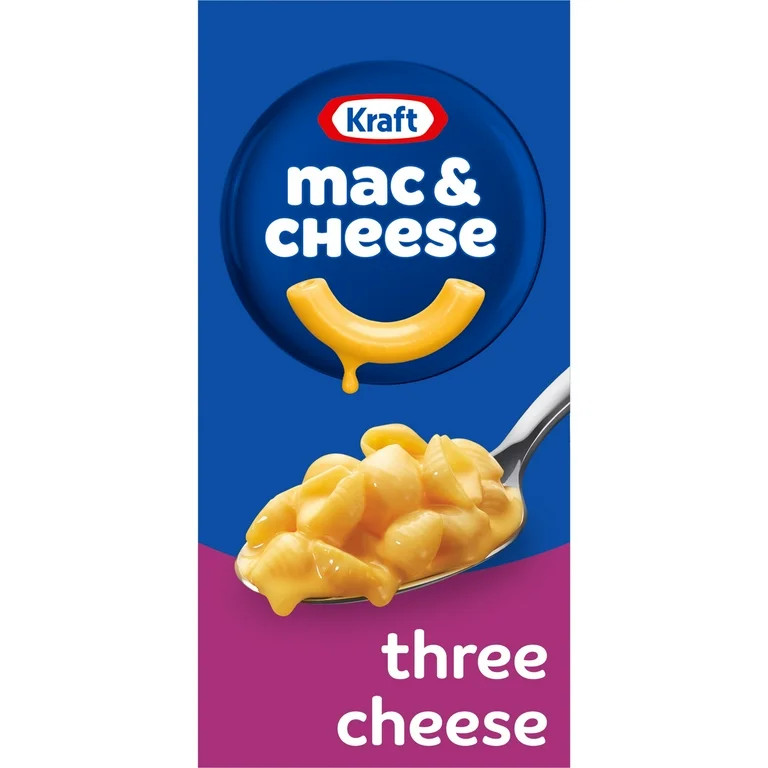 Kraft Three Cheese Mac N Cheese Macaroni and Cheese Dinner with Mini-Shell Pasta, 7.25 oz Box | Walmart (US)