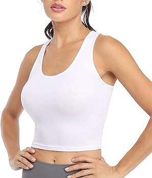 Joviren Cotton Workout Crop Tank Top for Women Racerback Yoga Tank Tops Athletic Sports Shirts Ex... | Amazon (US)