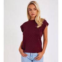 Women's Dark Burgundy Boxy Spot Print Top Quiz New Look | New Look (UK)