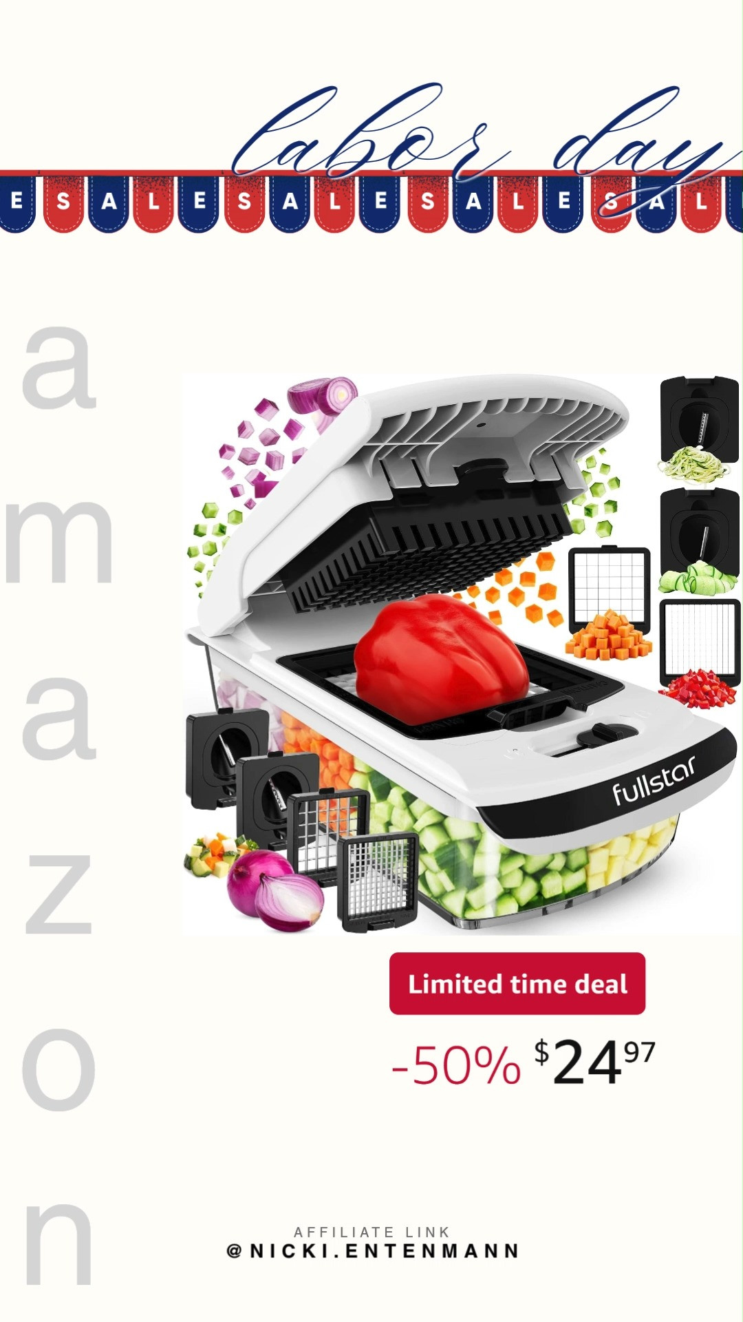 Slice and dice with Fullstar Pro Original Vegetable Chopper and Spiralizer crafted for convenience and modern charm. Perfect for everyday cooking, it blends style, ease, and confidence effortlessly. #fullstar #vegetablechopper #spiralizer #kitchenessentials #homecooking #mealprep #amazonfinds #shoppingdeal #modernliving #dailyessentials 🥕🔪✨ 

 #LTKfoodie #LTKHome #LTKSaleAlert