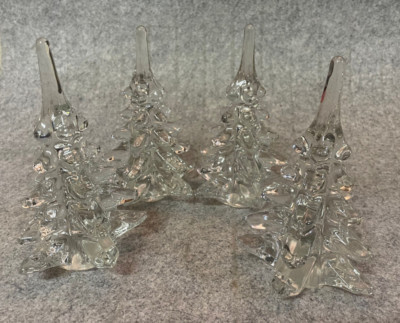 Vintage Clear Solid Art Glass Crystal Christmas Trees 6” Tall Set of 4  | eBay | eBay US