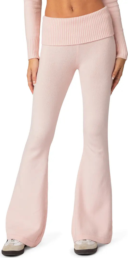 EDIKTED Desiree Low Rise Knit Flare Pants | Nordstrom | Nordstrom