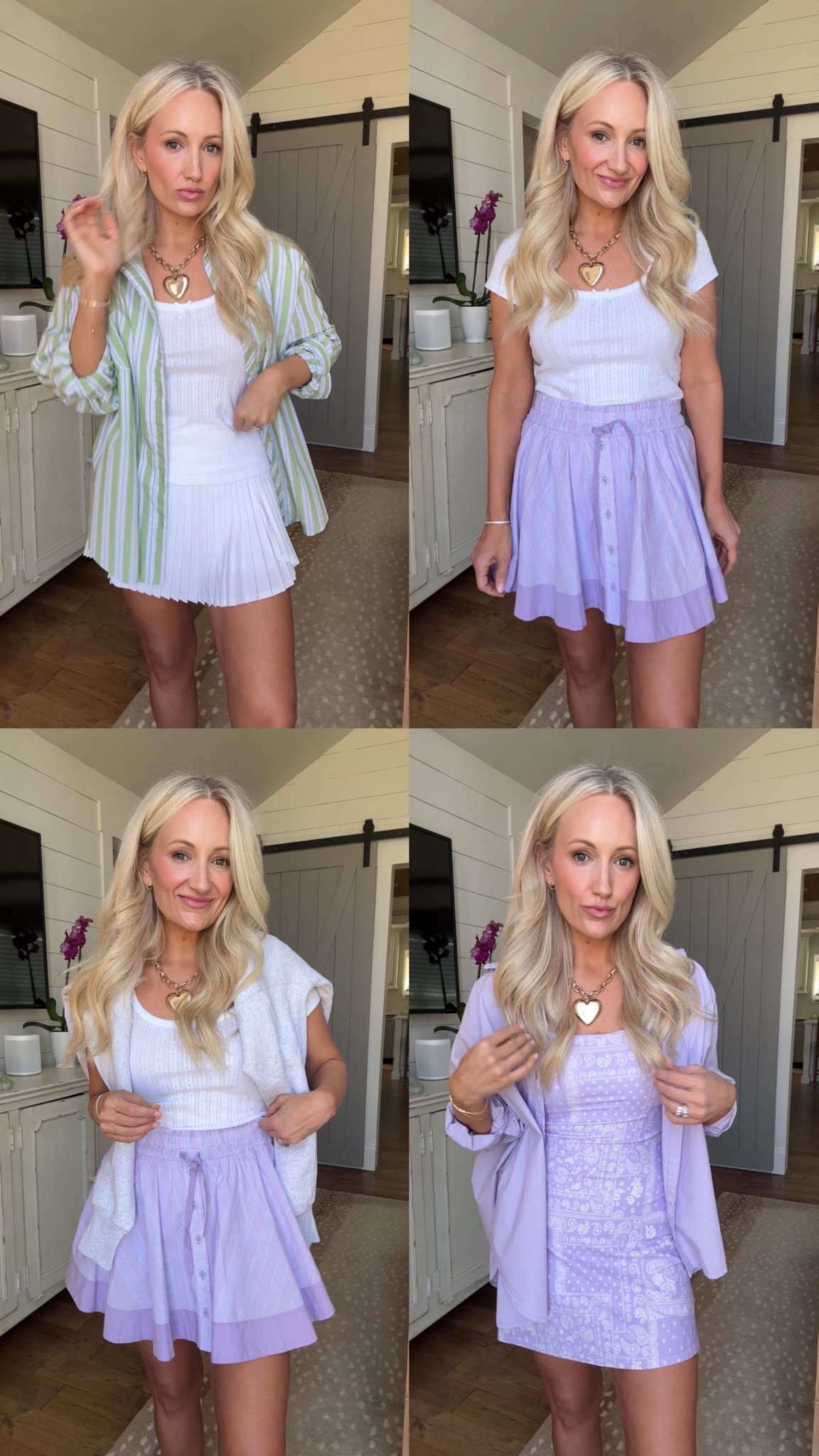 Skorts- small
Tshirt- small
Sweatshirt- xsmall
Dress- small (runs small)
Button down- xsmall (runs very big)

#LTKFindsUnder50 #LTKStyleTip #LTKOver40