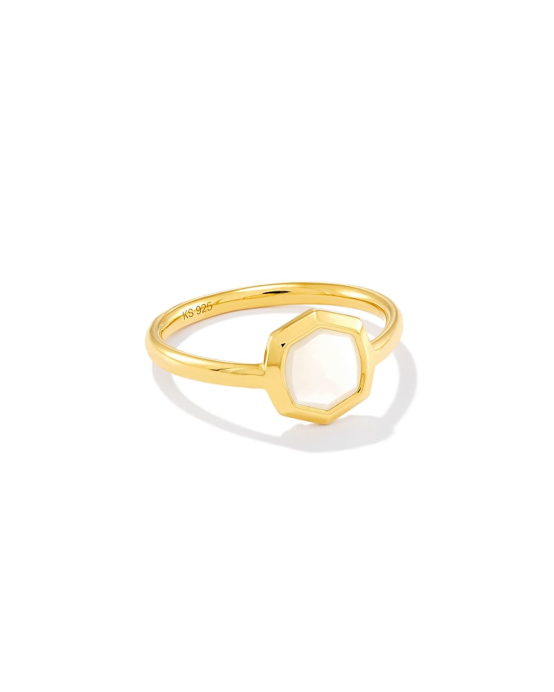Davis 18k Gold Vermeil Small Stone Band Ring in Ivory Mother-Of-Pearl | Kendra Scott