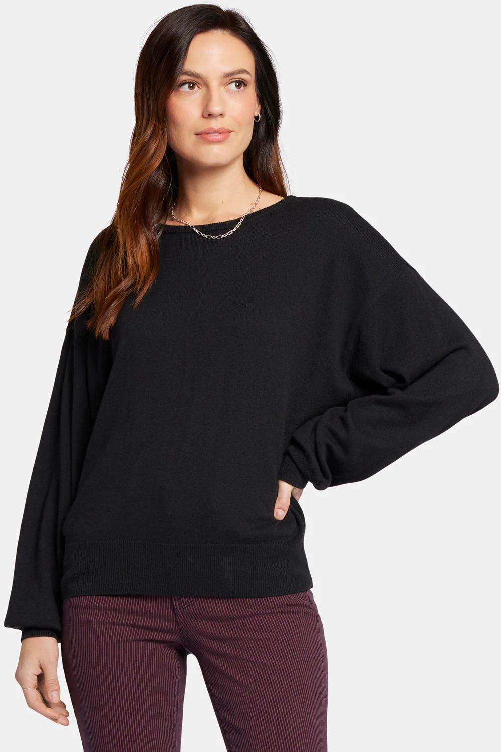 Dolman Sleeved Boatneck Sweater - Black | NYDJ