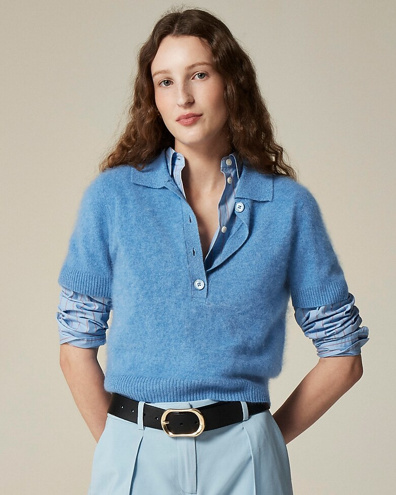 Brushed cashmere short-sleeve sweater-polo | J. Crew US