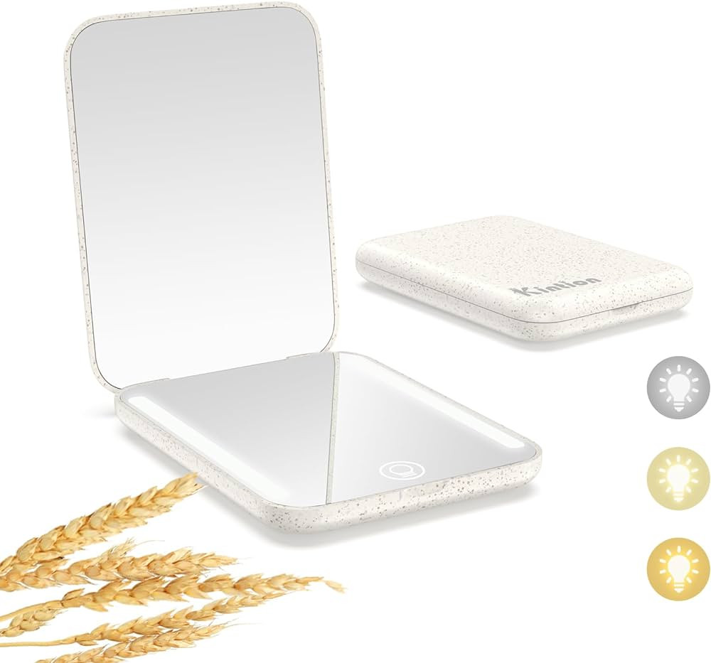 Kintion Rechargeable Pocket Mirror, Wheat Straw Material 1X/3X Magnification Portable Compact Mir... | Amazon (US)