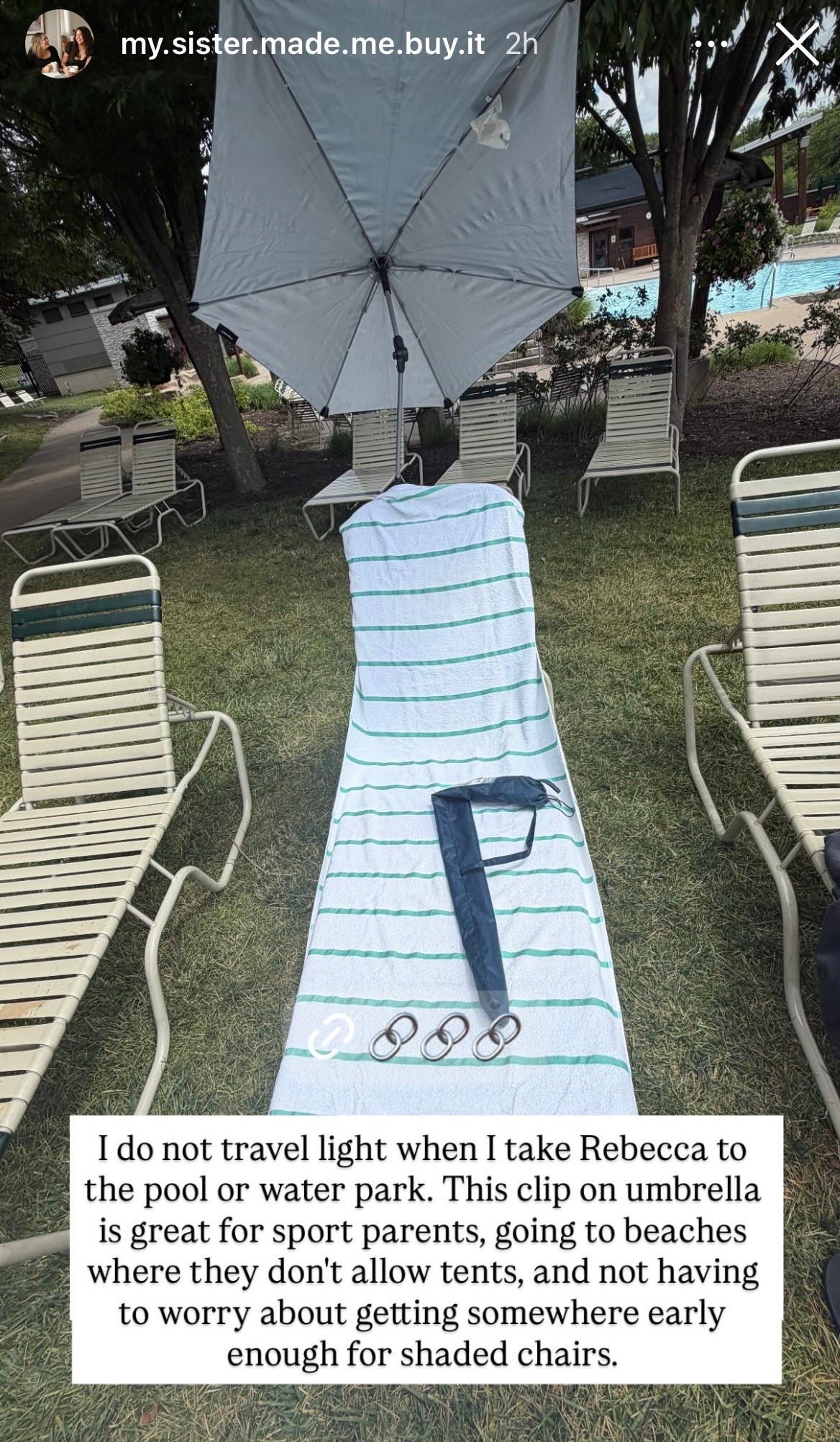 ‼️ 40% OFF ENDS TODAY: Another pool/beach/waterpark essential for me is this clip-on umbrella. I used to hate it when I couldn’t find somewhere to sit or lay out in the shade (especially as someone who occasionally burns). With this, you don’t have to worry about that — simply clip it onto the back of your chair wherever you go.

#LTKSaleAlert #LTKSwim #LTKTravel