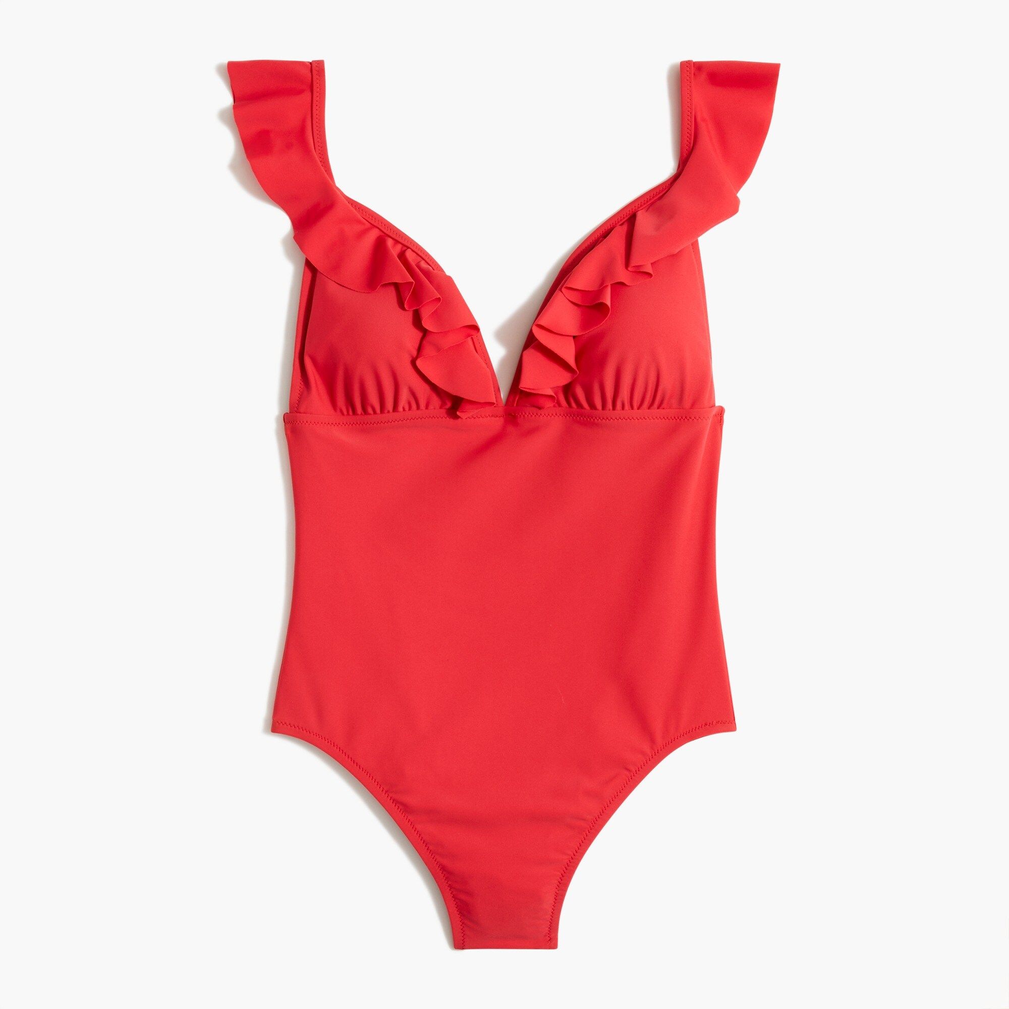 Ruffle-shoulder V-neck one-piece swimsuit | J.Crew Factory