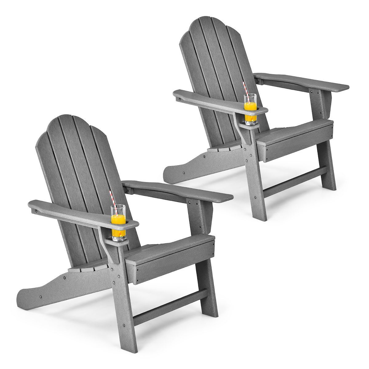 Costway 2PCS Patio Adirondack Chair Weather Resistant Garden Deck W/Cup Holder Grey | Target