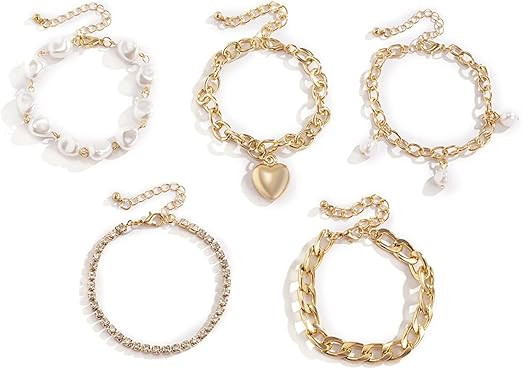 MUAYOUAUM Bracelets 1 for Women Girls Gold | Amazon (US)