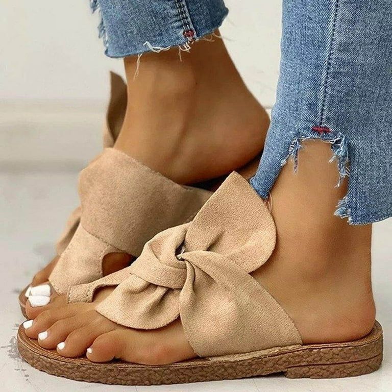 VerPetridure Summer Bow Tie Slippers Flat Espadrille Platform Wedge Sandals for Women Casual Brea... | Walmart (US)