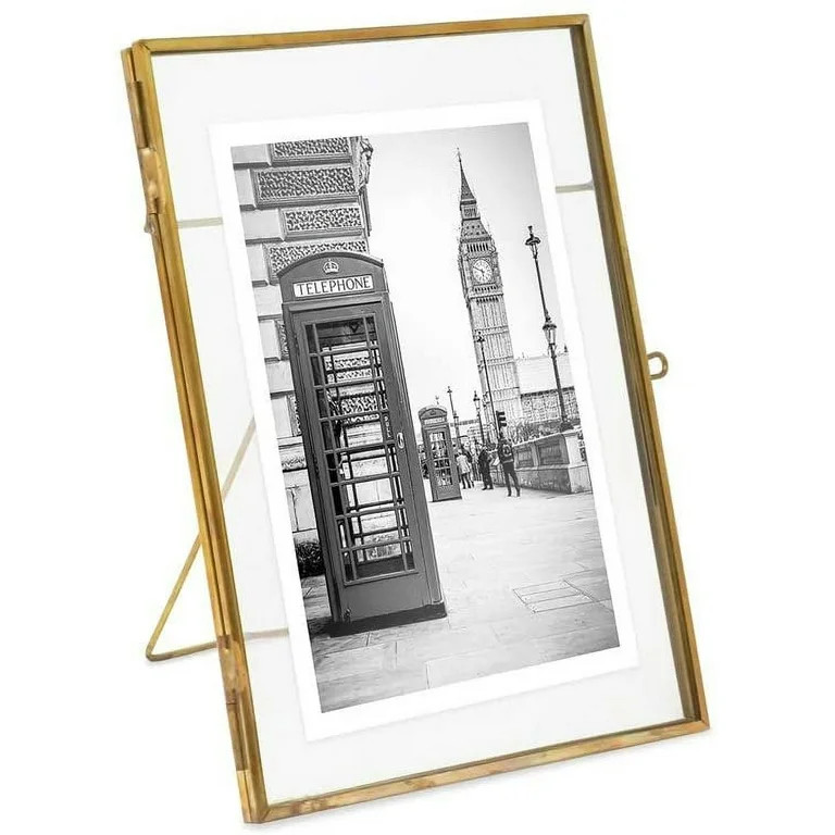 Isaac Jacobs 5x7, Antique Gold, Metal Floating Picture Frame Vertical with Locket Closure, for Ph... | Walmart (US)