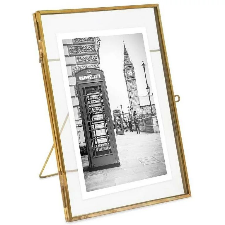 Isaac Jacobs 5x7, Antique Gold, Metal Floating Picture Frame Vertical with Locket Closure, for Ph... | Walmart (US)