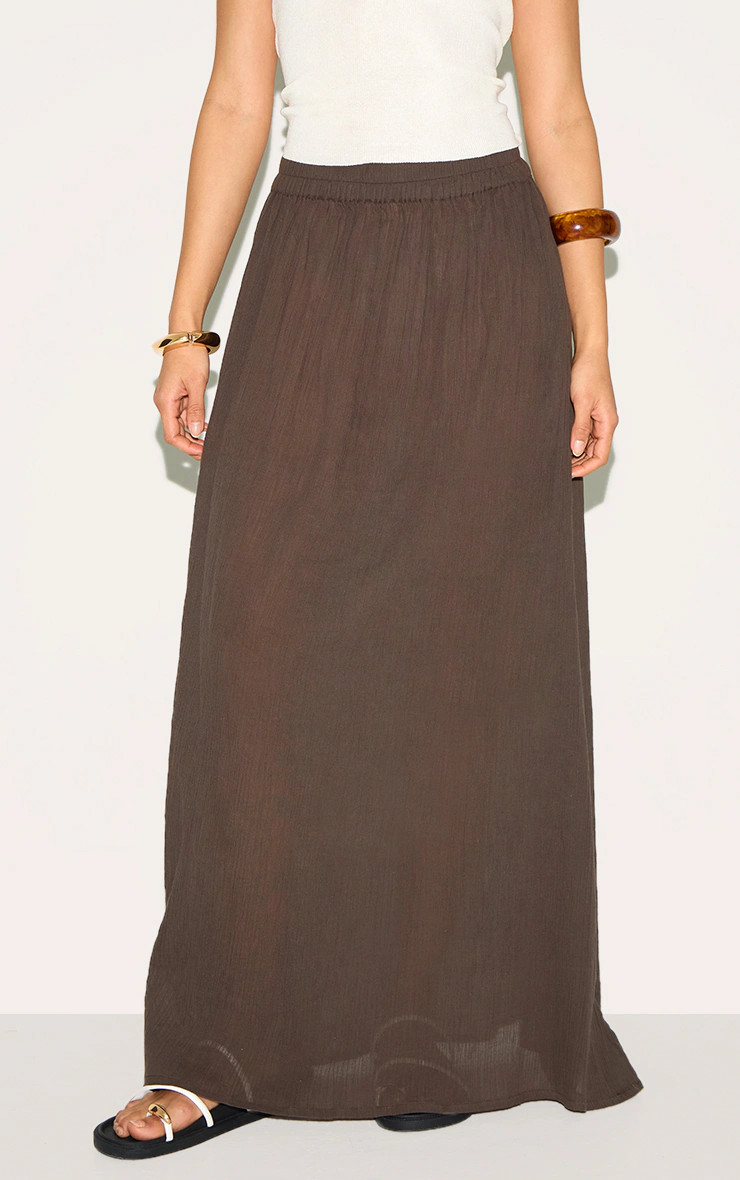 Dark Chocolate Linen Blend Seam Detail Mini Skirt | PrettyLittleThing US