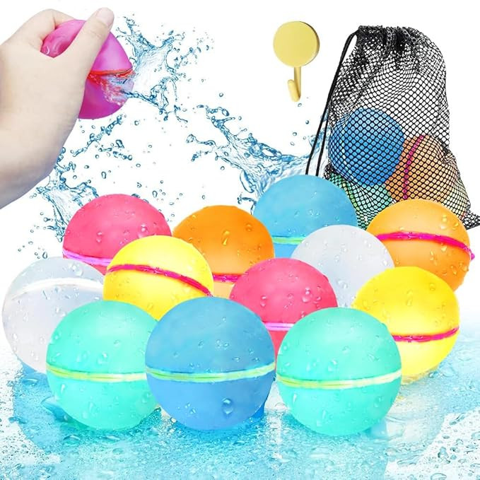 12 Pcs Reusable Water Balloons,Quick Fill Magnetic Silicone Water Ball,Self Sealing Splash Rapid ... | Amazon (CA)