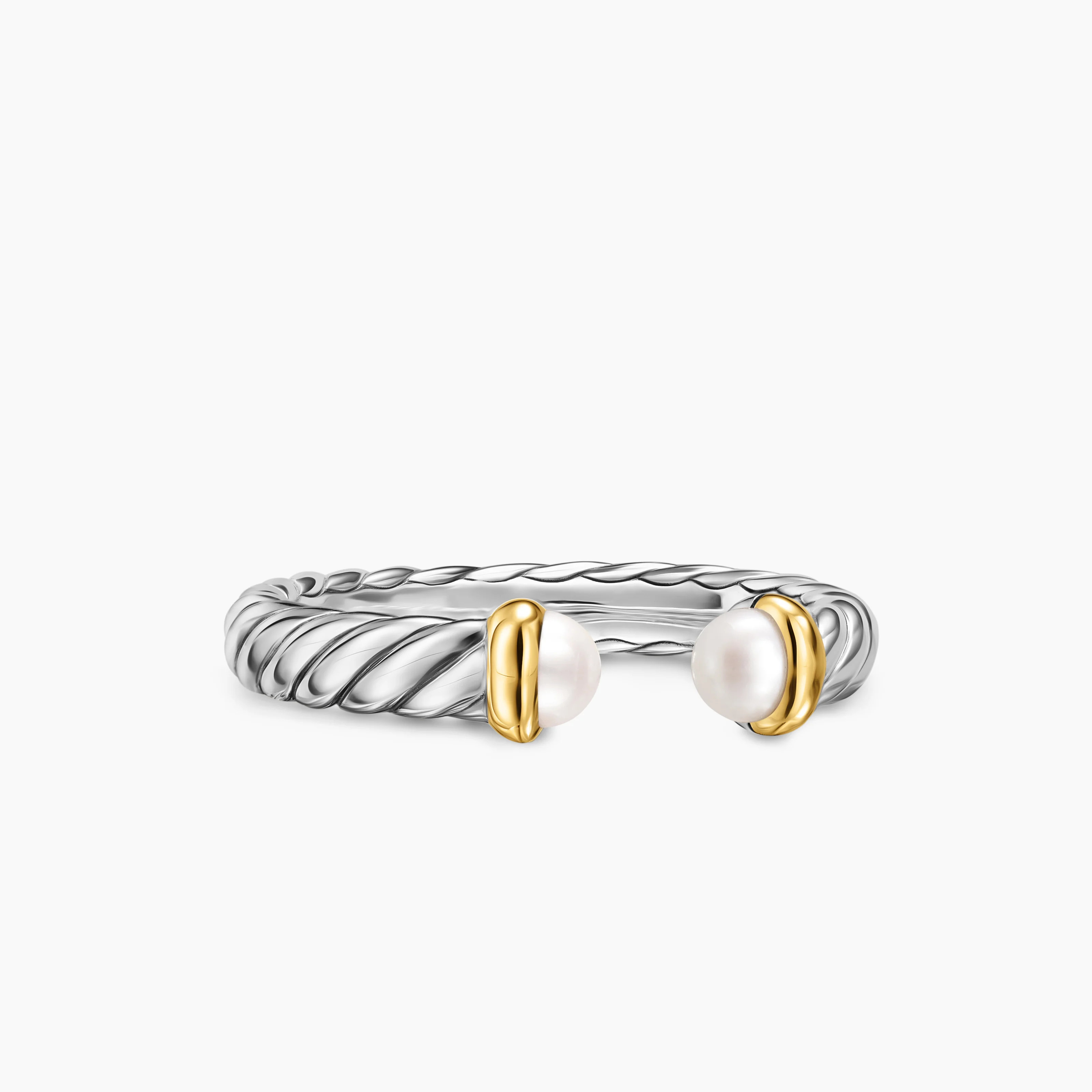 David Yurman | Petite Cable Open Ring in Sterling Silver with 14K Yellow Gold, 3.4mm | David Yurman