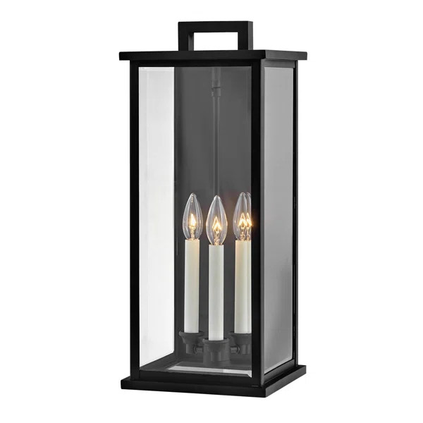 Dongola Black 3 - Bulb 22'' H Glass Outdoor Flush Mount | Wayfair North America