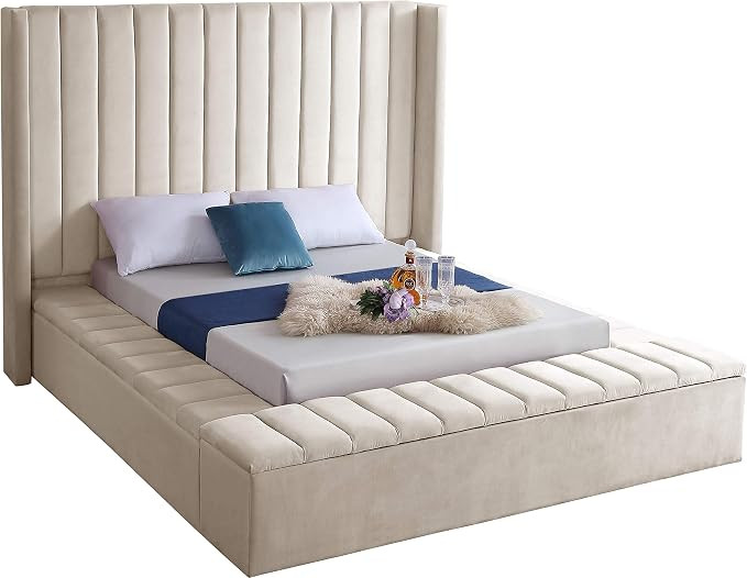 Meridian Furniture Kiki Collection Modern | Contemporary Velvet Upholsterd Bed with Channel Tufti... | Amazon (US)