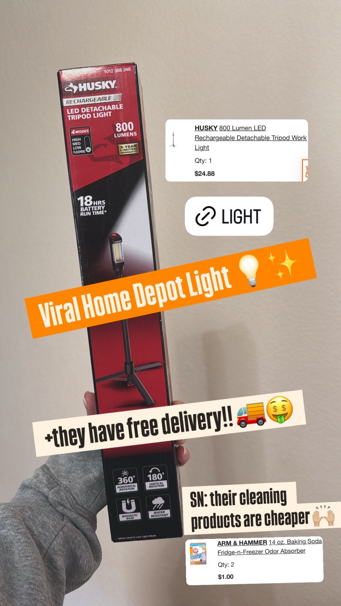 Viral Home Depot Light! 💡✨ + they have FREE delivery!! 🤑 & their cleaning supplies is cheaper than most places! (Just cross check your prices on the other stores apps to see)! #contentcreation #contentcreator #influencer #contentlight #lighting #light #diylight #ringlight #studiolight #tripodlight

#LTKvlog #LTKmomlife #LTKHome