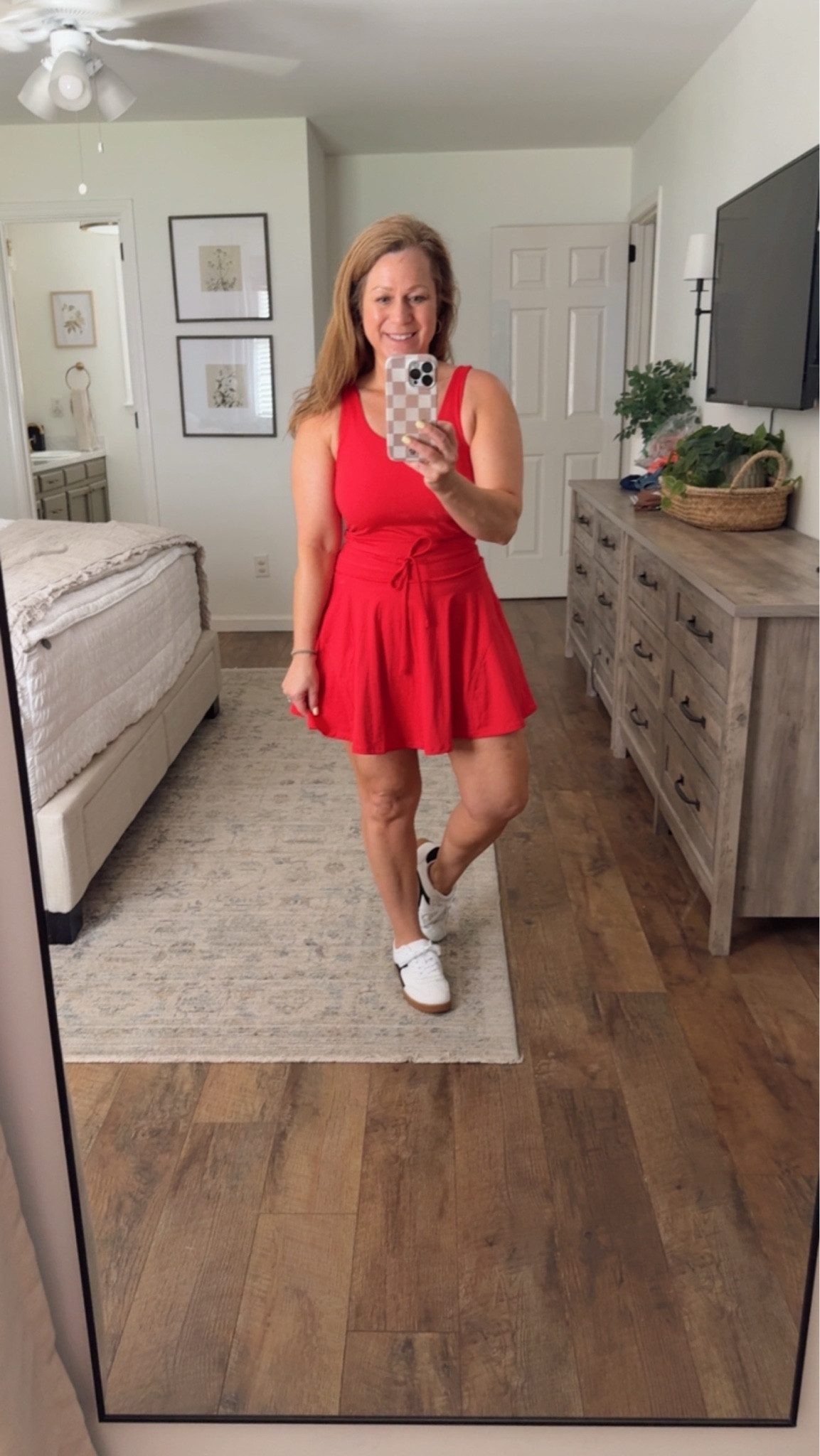 Athletic dress 
Functional tie detail 
Double lined upper with scoop neck 
Attached Shorts with side pocket 
The material is very soft

#LTKootd #LTKPetite #LTKActive