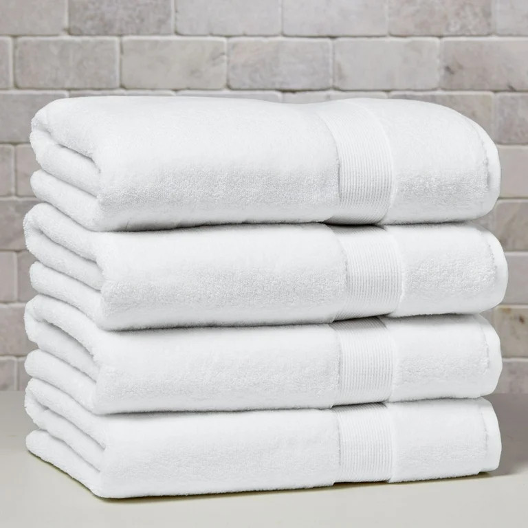 Better Homes & Gardens Signature Soft Solid Cotton 4 Piece Bath Bath Towel Set,Arctic White | Walmart (US)