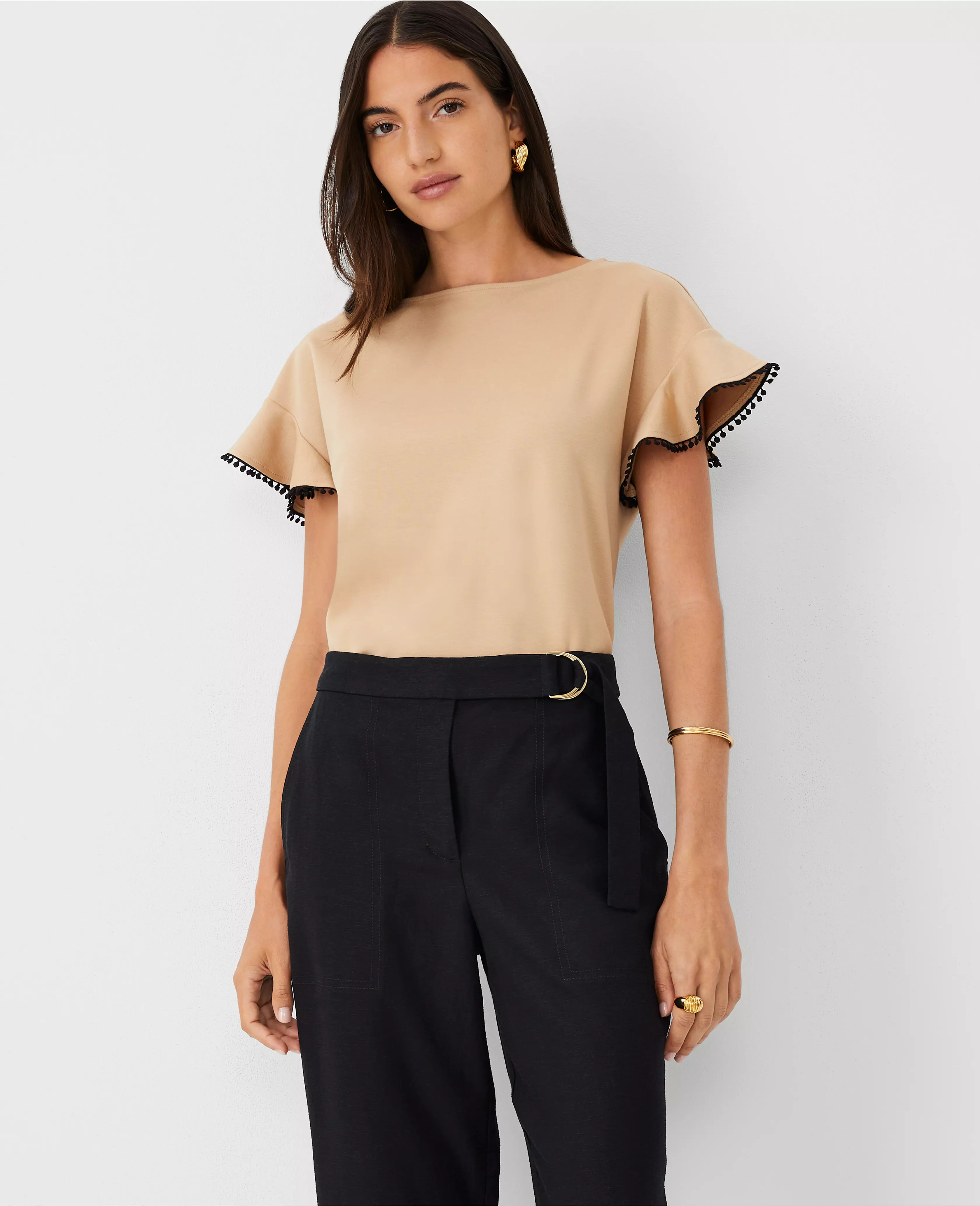 Petite Ruffle Sleeve Top | Ann Taylor (US)