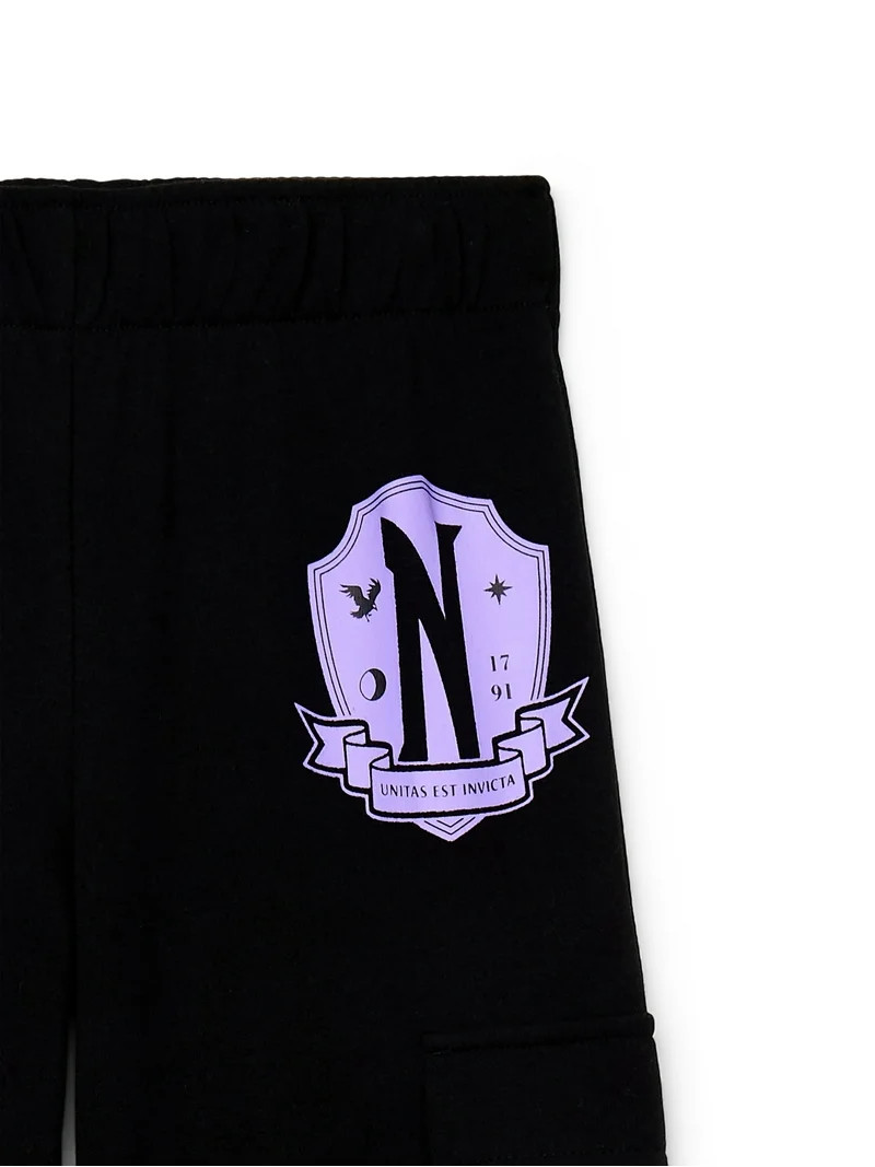 Wednesday Addams Girls Halloween Wide Leg Fleece Pants, Sizes 4-16 | Walmart (US)