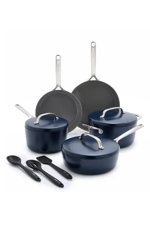GreenPan GP5 Infinite8 11-Piece Anodized Aluminum Ceramic Nonstick Cookware Set in Oxford Blue at Nordstrom | Nordstrom