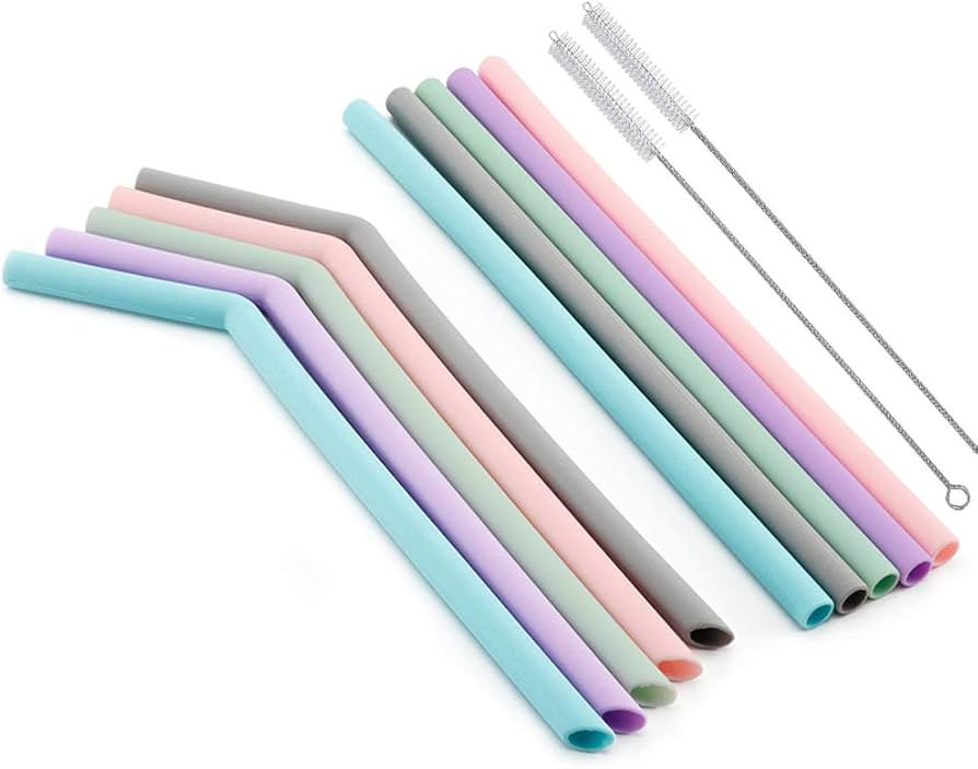 Ameolela Set of 12 Big Silicone Straws for 30oz Tumblers Yeti/Rtic - Reusable Silicone Drinking Stra | Amazon (US)
