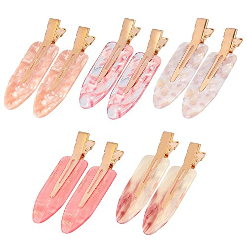 Magicsky 10PCS No Bend Hair Clips for Styling, Acrylic Resin Flat Clip, No Crease Curl Small Pin, Bang Seamless Hair Barrette Tool for Makeup-Hairstyle Accessories for Women Girls, Pink Opal | Amazon (US)