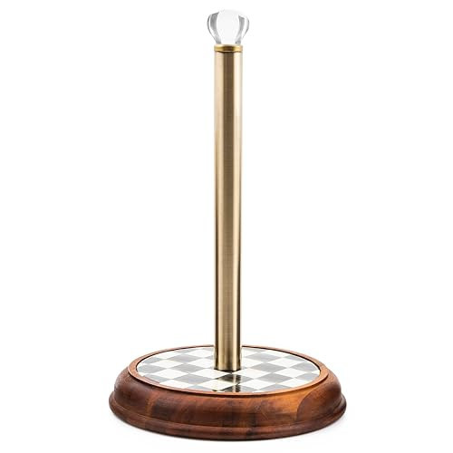 MACKENZIE-CHILDS Wood Paper Towel Holder, Decorative Paper Towel Holder for Kitchen, Black-and-White Courtly Check | Amazon (US)