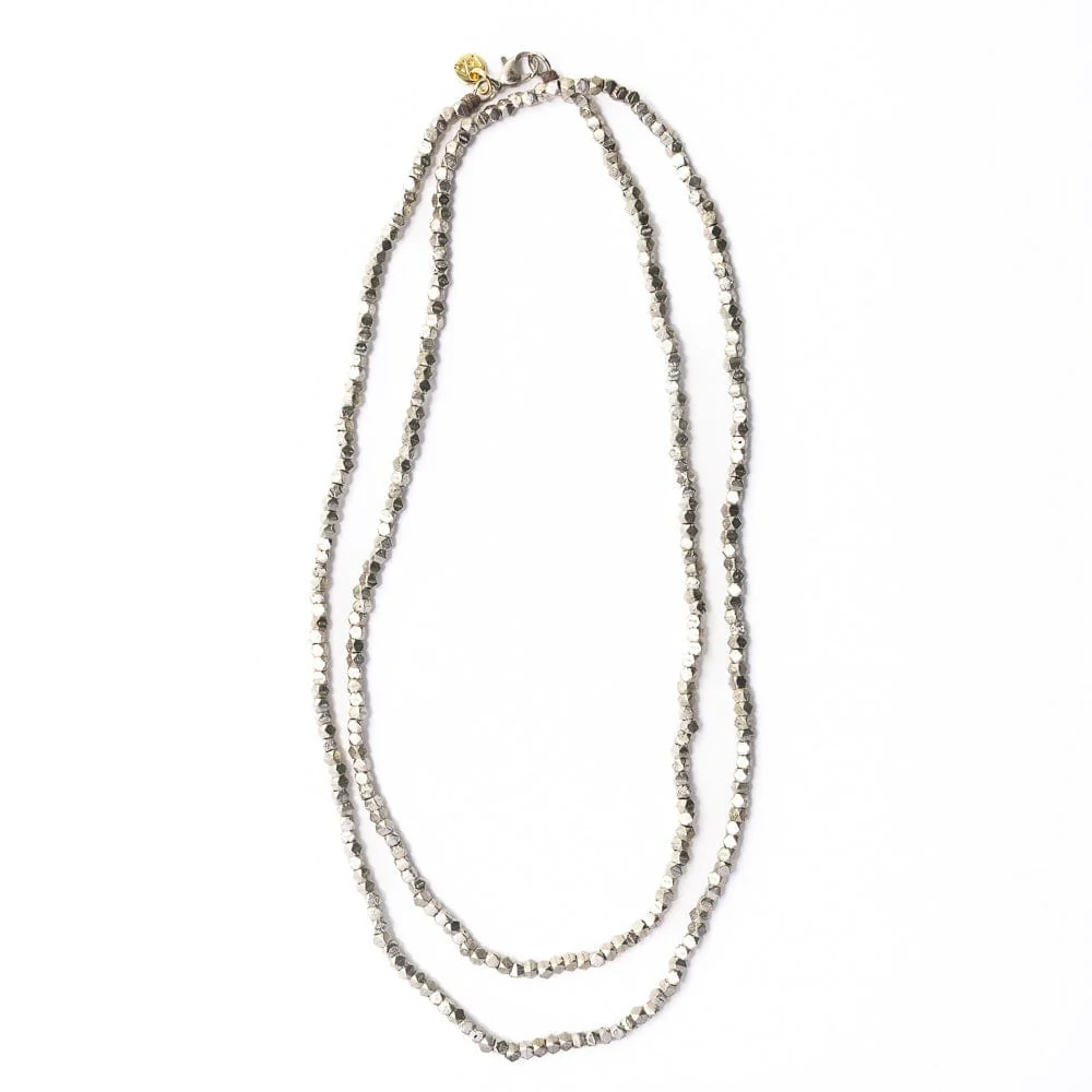 Erica Long Necklace Faceted Silver Beads | INK+ALLOY