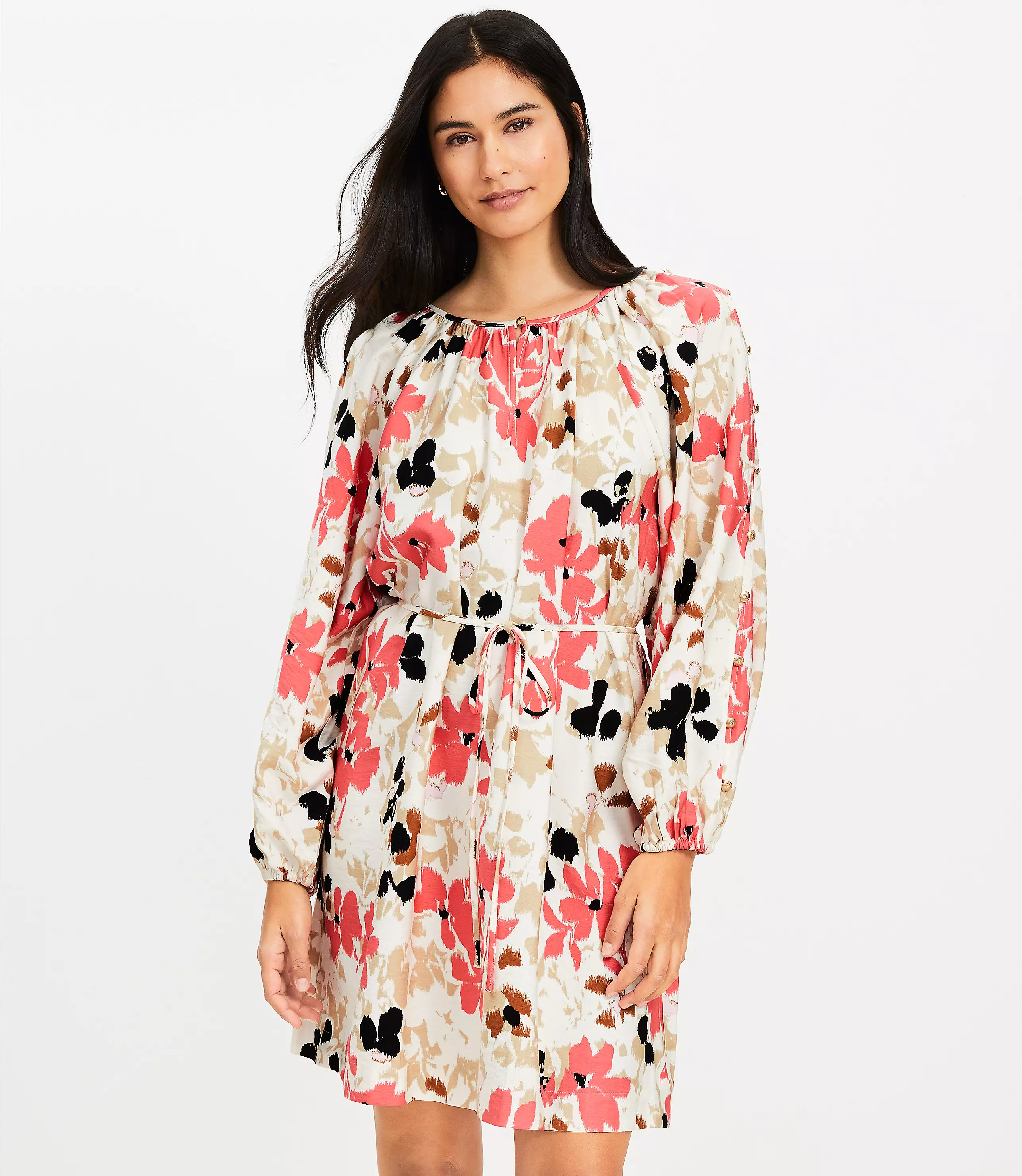Gardenia Button Sleeve Mini Dress | LOFT