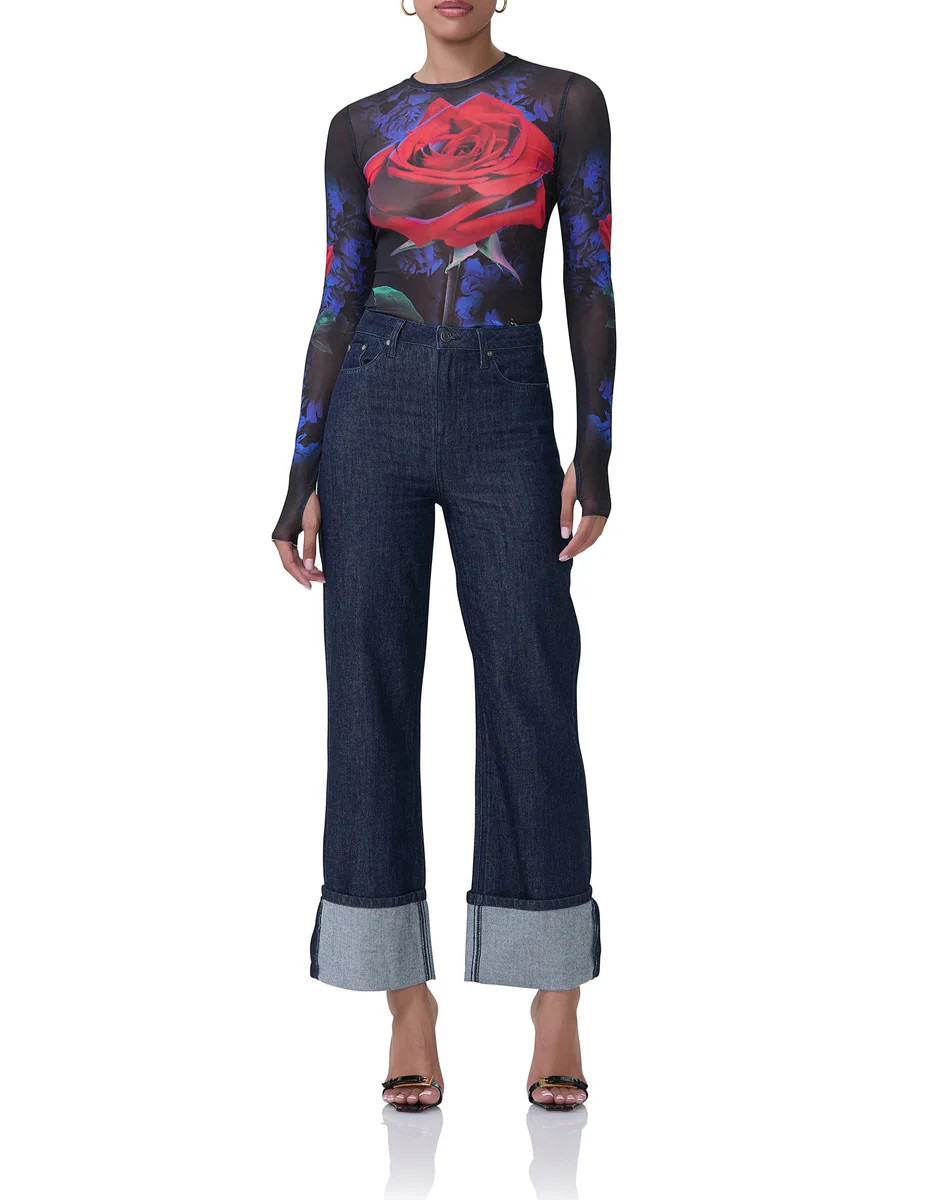 Kendall Wide Cuff Pant - Dark Rinse Wash | ShopAFRM