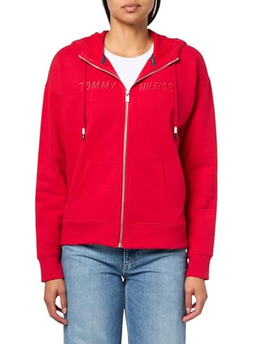 Tommy Hilfiger Women's Performance Zip-front fleece jacket with hood,rich red,XL | Amazon (US)