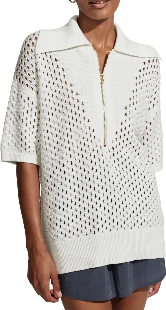 Teagan Short Sleeve Boxy Cotton Open Knit Sweater | Nordstrom