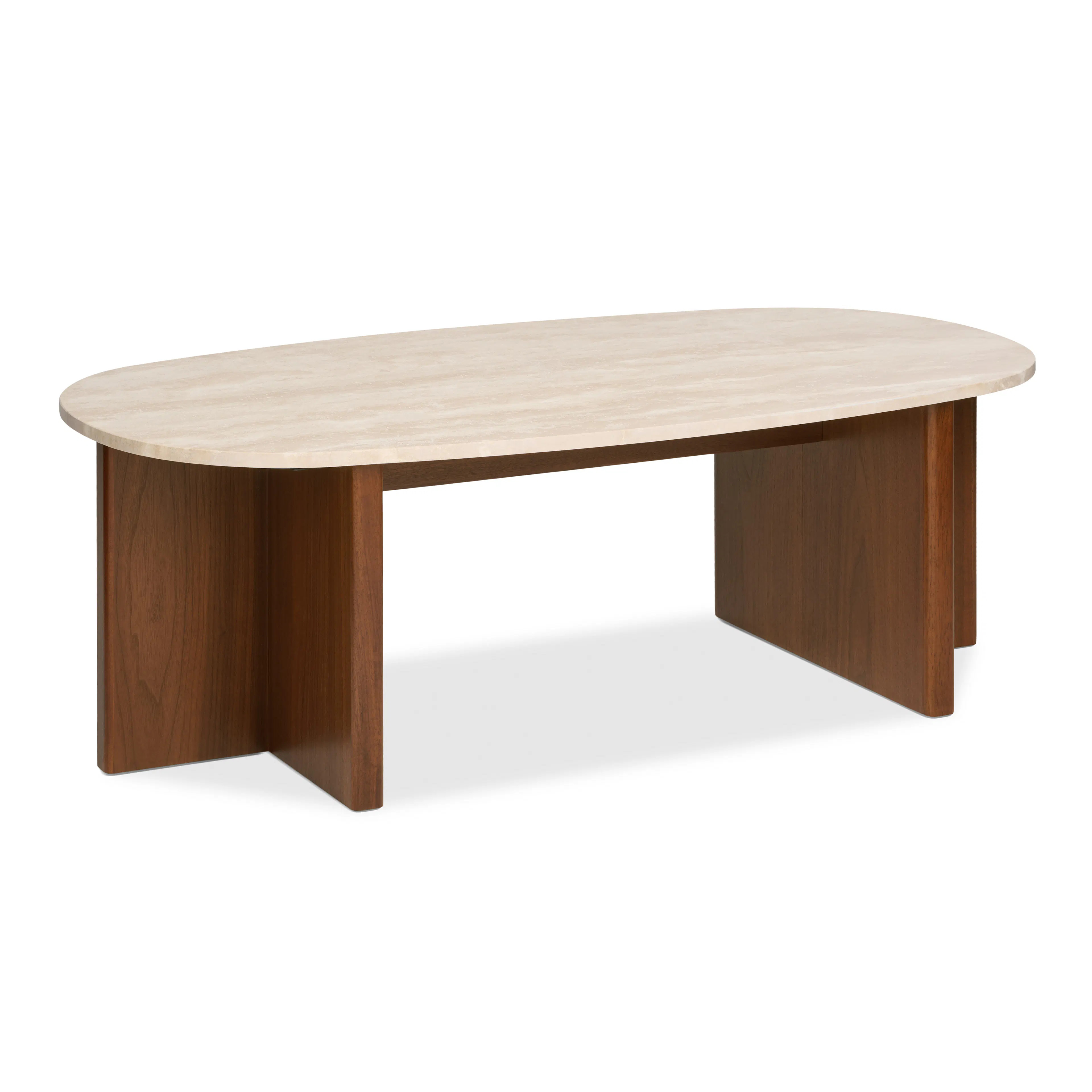 Sporo 47.25" Travertine Coffee Table - Walnut | Article