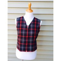 Vintage Plaid Zip-Up Vest Red, Gray & Black - Petite Size 6 | Etsy (US)