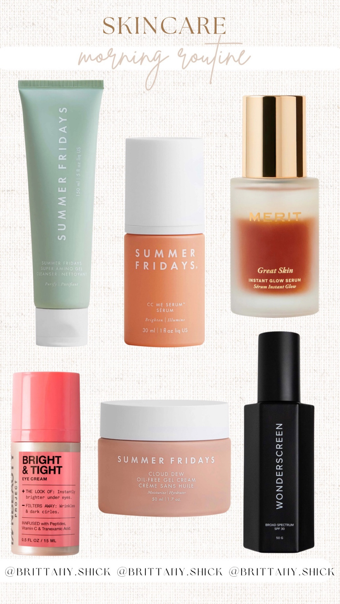Clean Beauty Morning Skincare Routine
Summer Fridays Vitamin C Merit Beauty Glow Great Skin Innproject Eye Cream dew cream dime beauty wonderscreen spf glowing skin 

#LTKbeauty #LTKunder50 #LTKunder100