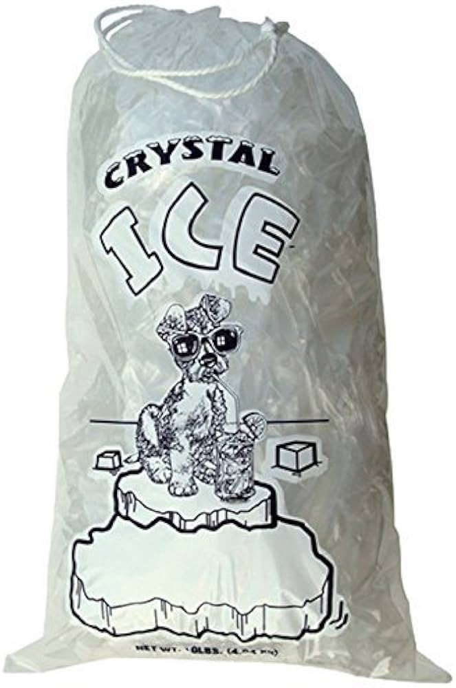 Crystal Clear Plastic Ice Bags with Cotton Draw String, 10 lb., Pack of 100 | Amazon (US)