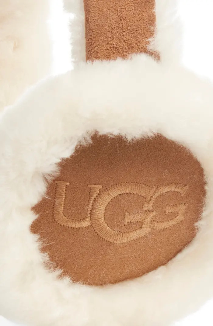 UGG® Logo Embroidered Genuine Shearling Earmuffs | Nordstrom | Nordstrom