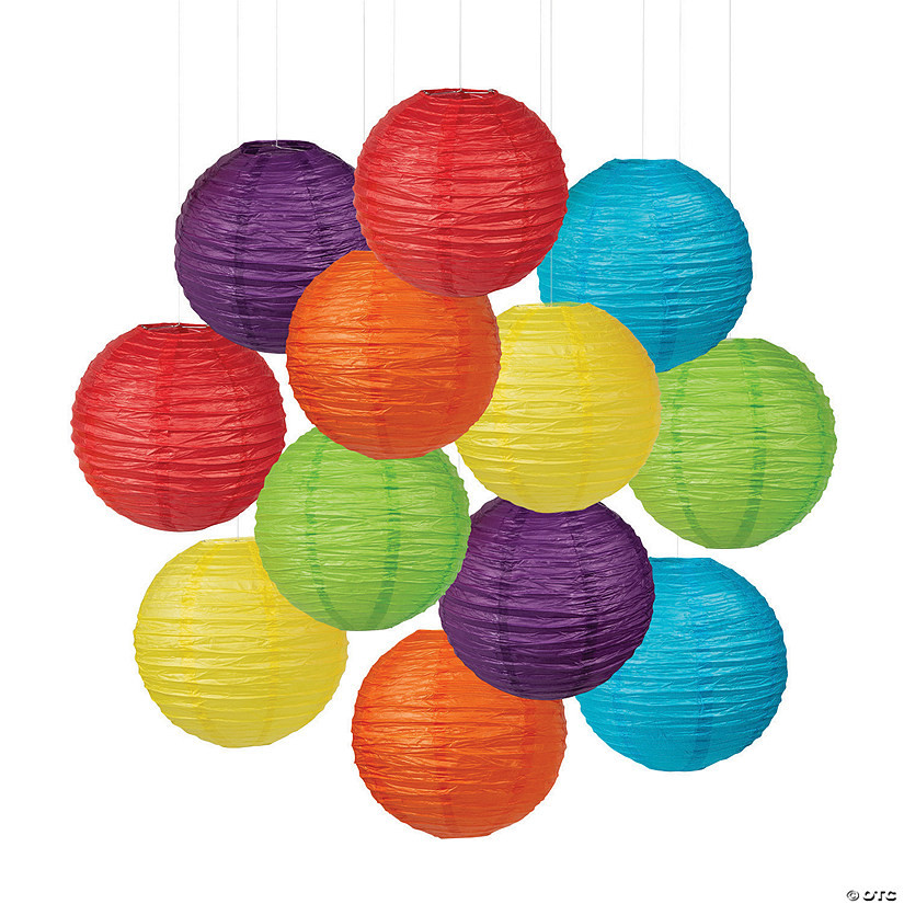 12" Solid Color Hanging Paper Lanterns - 12 Pc. | Oriental Trading Company