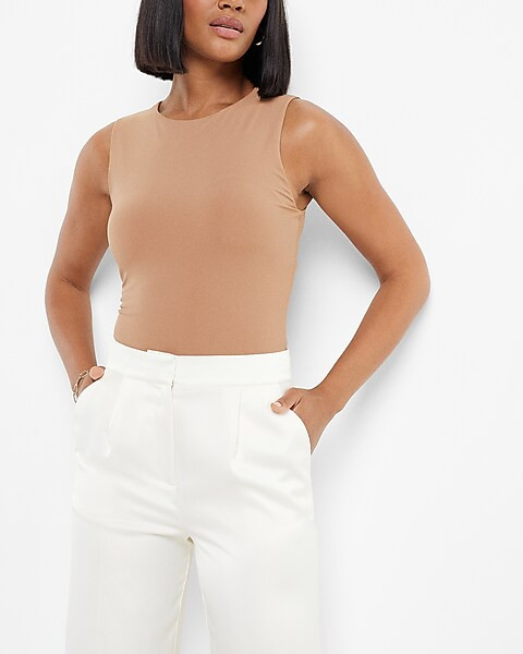 Body Contour Matte Crew Neck Tank Thong Bodysuit | Express