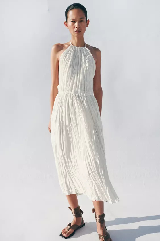 ZW COLLECTION PLEATED HALTER DRESS | Zara US
