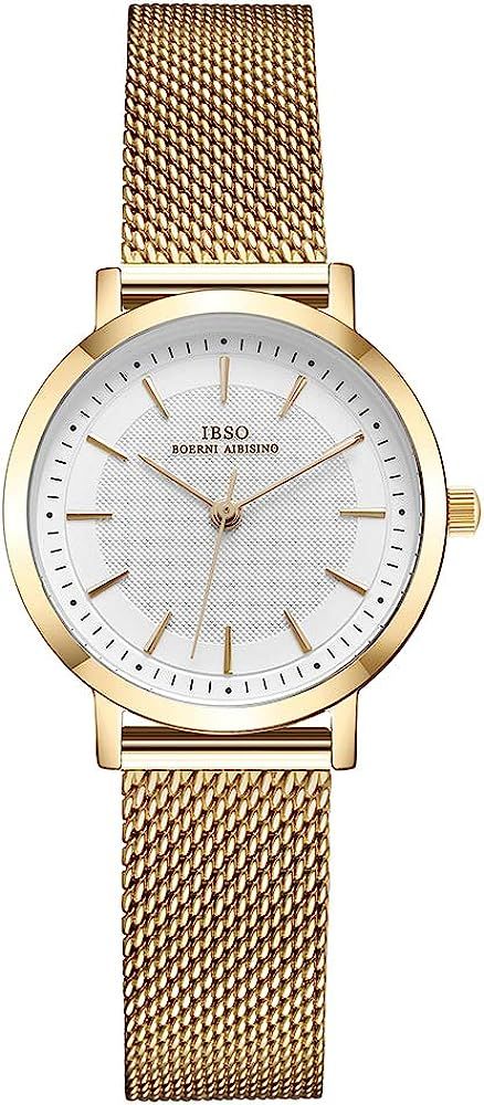 IBSO BOERNI AIBISINO Women Stainless Steel Band Watches Ladies Quartz Wristwatches Waterproof Mes... | Amazon (US)