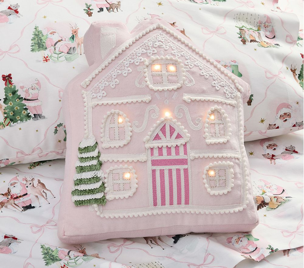 Light-Up Pink Gingerbread House | Pottery Barn Kids