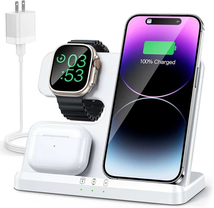 JARGOU 3 in 1 Wireless Charging Station Wireless Charger for iPhone 14 13 12 11 Pro Max/X/8 Charg... | Amazon (US)