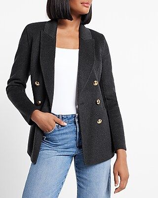 Wool-blend Double Breasted Novelty Button Blazer | Express