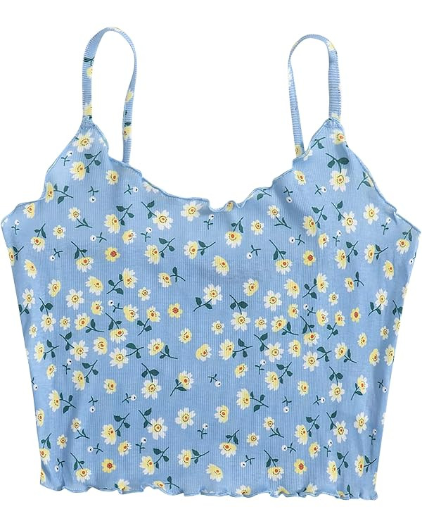Women's Summer Daisy Floral Sleeveless Sling Crop top | Amazon (US)